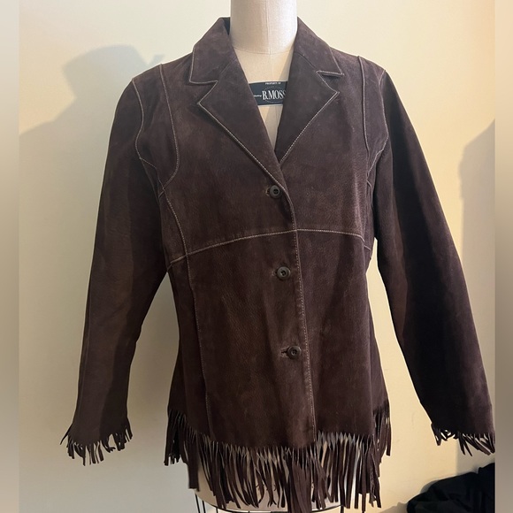 Vintage Chocolate Brown Suede Fringe Jacket - Picture 4 of 6